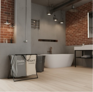 Dwukomorowy Kosz na Pranie Nordic Duo – Inteligentna Segregacja w Stylu Loft