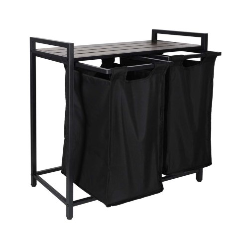 Industrialny Kosz na Pranie Loft – Podwójna Elegancja z Drewnianym Blatem (80L)