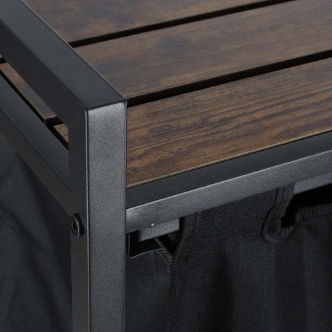 Industrialny Kosz na Pranie Loft – Podwójna Elegancja z Drewnianym Blatem (80L)