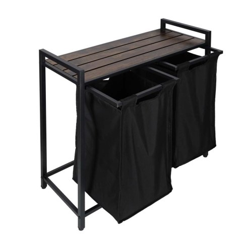 Industrialny Kosz na Pranie Loft – Podwójna Elegancja z Drewnianym Blatem (80L)