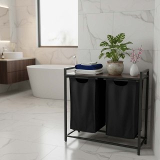 Industrialny Kosz na Pranie Loft – Podwójna Elegancja z Drewnianym Blatem (80L)