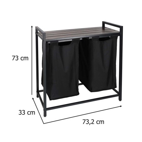 Industrialny Kosz na Pranie Loft – Podwójna Elegancja z Drewnianym Blatem (80L)