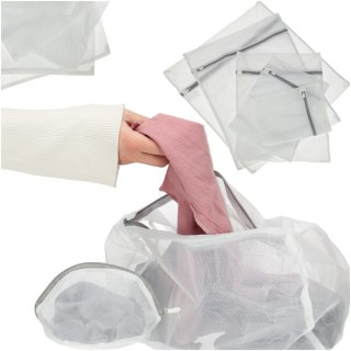 Zestaw 9 Worków do Prania Bielizny i Ubrań – Wytrzymałe Siatki z Zamkiem – Białe