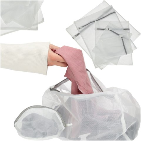 Zestaw 9 Worków do Prania Bielizny i Ubrań – Wytrzymałe Siatki z Zamkiem – Białe