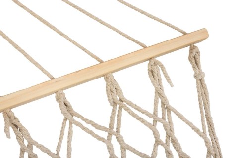Luksusowy Hamak Brazylijski Boho – Wisząca Siatka z Frędzlami 200cm – Ecru – Max 150kg