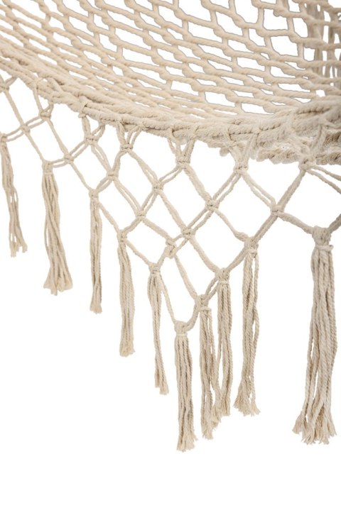 Luksusowy Hamak Brazylijski Boho – Wisząca Siatka z Frędzlami 200cm – Ecru – Max 150kg