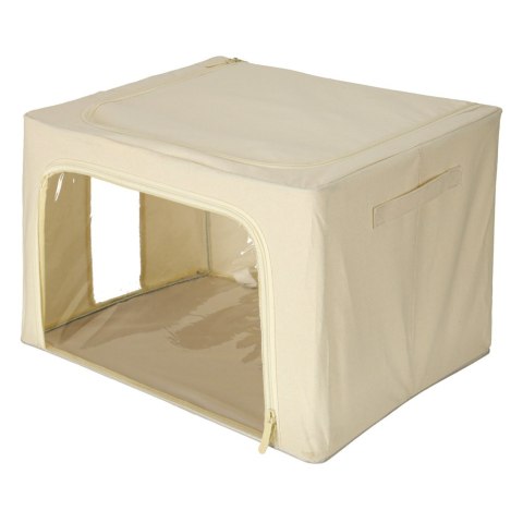 Pojemny Organizer na Pościel, Ubrania, Zabawki 100L – Torba ze Stelażem i Okienkiem – Kremowy