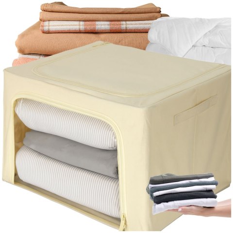 Organizer na Pościel, Ubrania, Zabawki 66L – Torba ze Stelażem i Okienkiem – Kremowy