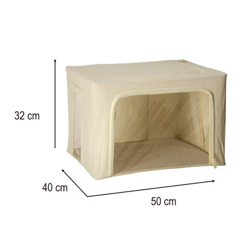 Organizer na Pościel, Ubrania, Zabawki 66L – Torba ze Stelażem i Okienkiem – Kremowy