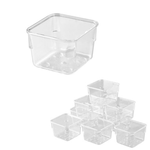 Zestaw 25 Organizerów do Szuflady – Przezroczyste Pudełka Akrylowe – 4 Rozmiary