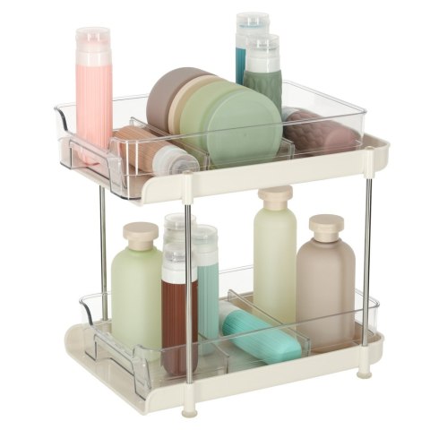 Dwupoziomowy Organizer Akrylowy z Wysuwanymi Półkami – Stojak na Kosmetyki i Akcesoria