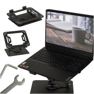 Obrotowa Podstawka pod Laptopa 360° – Ergonomiczny Stolik Regulowany – Czarny Metal