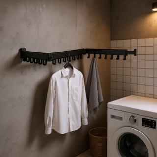 Składana Suszarka Ścienna Loft – Teleskopowy Wieszak 90 cm – 12 Haczyków