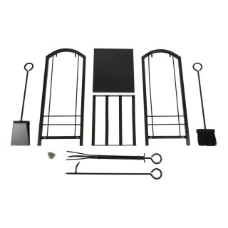 Metalowy Stojak na Drewno Kominkowe + 4 Akcesoria – Loftowy Organizer – Czarny