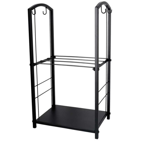 Metalowy Stojak na Drewno Kominkowe + 4 Akcesoria – Loftowy Organizer – Czarny