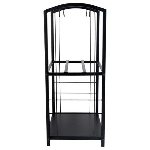 Metalowy Stojak na Drewno Kominkowe + 4 Akcesoria – Loftowy Organizer – Czarny