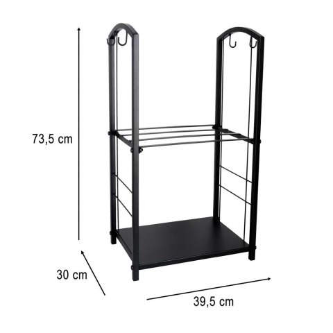 Metalowy Stojak na Drewno Kominkowe + 4 Akcesoria – Loftowy Organizer – Czarny