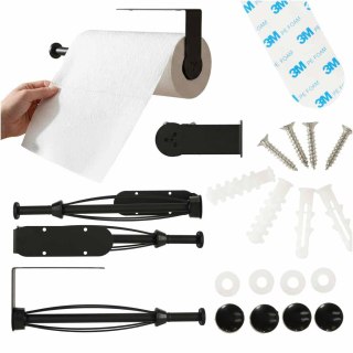 Loftowy Uchwyt na Ręcznik Papierowy – Czarny Wieszak Obrotowy – 2 Sposoby Montażu