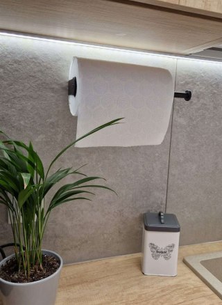 Loftowy Uchwyt na Ręcznik Papierowy – Czarny Wieszak Obrotowy – 2 Sposoby Montażu