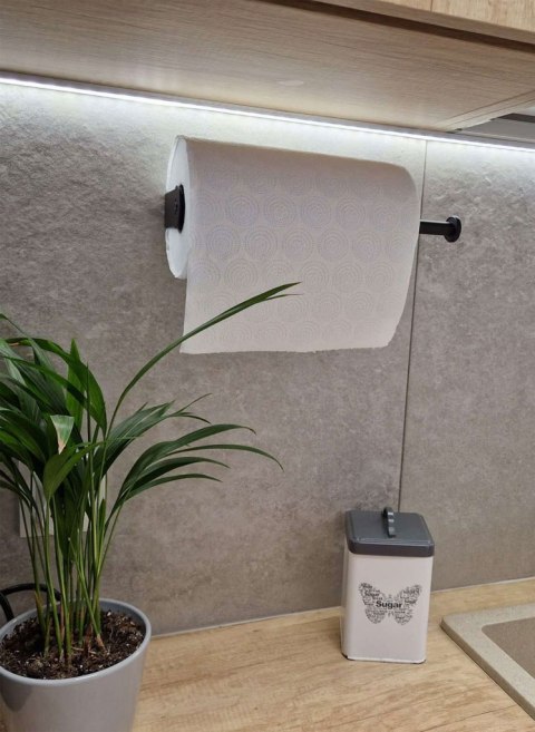 Loftowy Uchwyt na Ręcznik Papierowy – Czarny Wieszak Obrotowy – 2 Sposoby Montażu