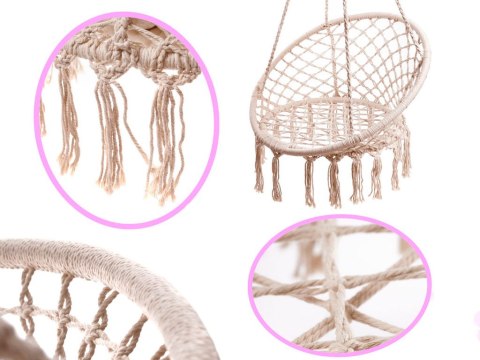 Huśtawka LUARO: Fotel Bocianie Gniazdo Ecru – 150 kg