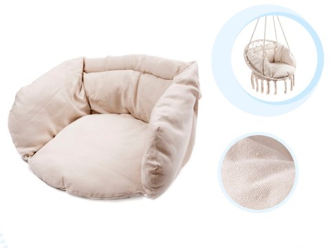 Huśtawka LUARO Fotel Bocianie Gniazdo z Miękką Poduszką – Ecru Makrama 80cm – do 150kg