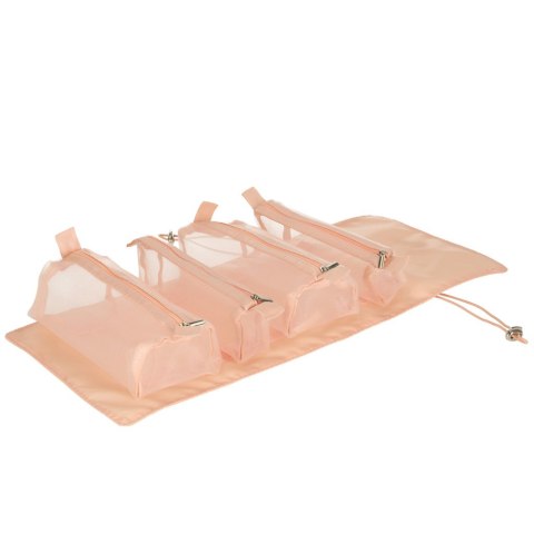 Kosmetyczka Podróżna 4w1 Składana – Różowa – Organizer z Wypinanymi Saszetkami