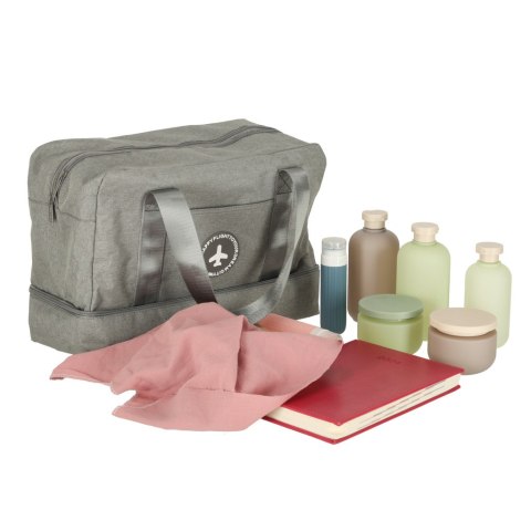 Torba Podróżna Bagaż Podręczny do Samolotu – 39 x 18 x 30 cm – Szara z Dolną Komorą