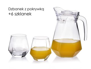 Zestaw Szklany ADEL Dzbanek 1,4L i 6 Szklanek 330ml – Komplet do Napojów i Soków