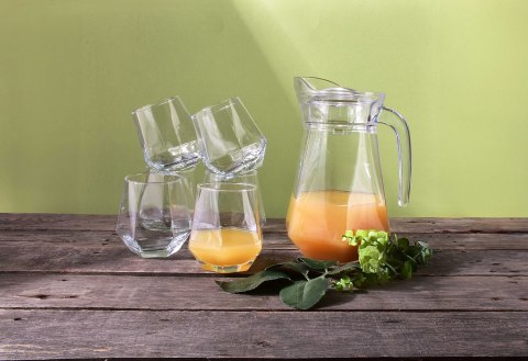 Zestaw Szklany ADEL Dzbanek 1,4L i 6 Szklanek 330ml – Komplet do Napojów i Soków