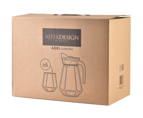 Zestaw Szklany ADEL Dzbanek 1,4L i 6 Szklanek 330ml – Komplet do Napojów i Soków