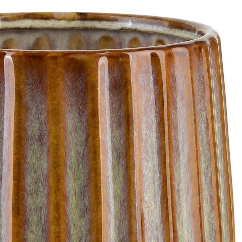 Beżowa Osłonka Ceramiczna ARINA 14x16,5 cm – Ryflowana Doniczka w Stylu Naturalnym