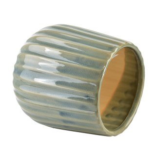 Szałwiowa Osłonka Ceramiczna ARINA LIGHT 14x16,5 cm – Ryflowana Doniczka Sage Green