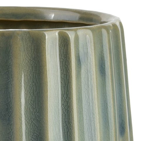Szałwiowa Osłonka Ceramiczna ARINA LIGHT 14x16,5 cm – Ryflowana Doniczka Sage Green
