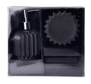 Nowoczesny Komplet Łazienkowy FERRA 3 el. Czarny – Dozownik, Mydelniczka i Kubek