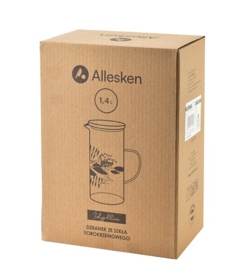 Szklany Dzbanek z Wzorem Roślinnym IDYLLIC 1,4L – Elegancki Dzbanek na Wodę i Lemoniadę