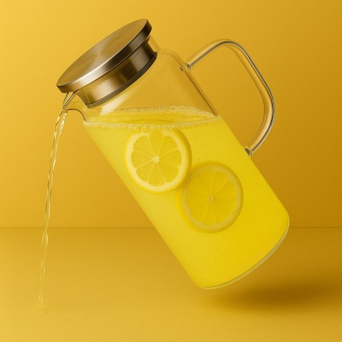 Dzbanek Szklany 1,9L MODERN KITCHEN – Szkło Borokrzemowe z Metalową Pokrywką