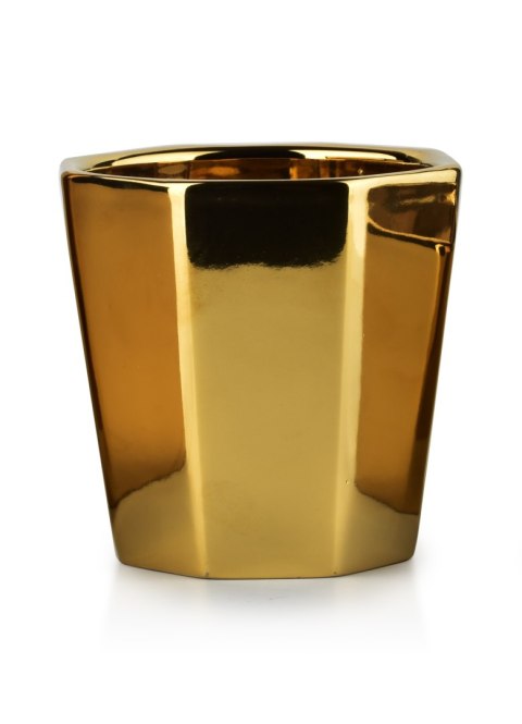 Złota Doniczka Geometryczna NEVA GOLD 12,5 cm – Lustrzana Osłonka Ceramiczna Glamour