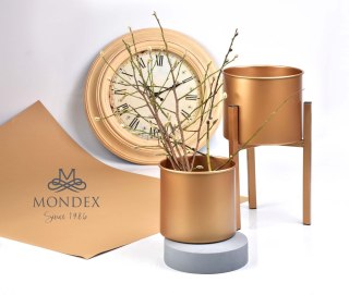 Zestaw 2 Złotych Kwietników SWEN 45 cm i 34 cm – Metalowe Osłonki na Stojaku w Stylu Glamour