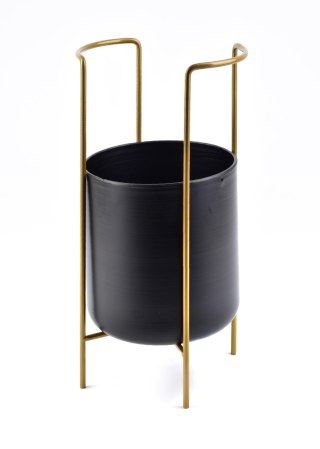 Nowoczesny Kwietnik Metalowy SWEN 54 cm – Czarna Osłonka na Złotym Stojaku Loft
