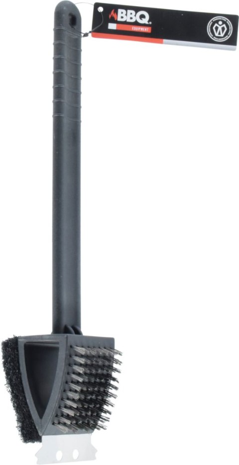 Solidna Szczotka do Grilla 3 w 1 – 37 cm | Skrobak, Szczotka Druciana i Gąbka