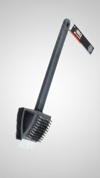 Solidna Szczotka do Grilla 3 w 1 – 37 cm | Skrobak, Szczotka Druciana i Gąbka