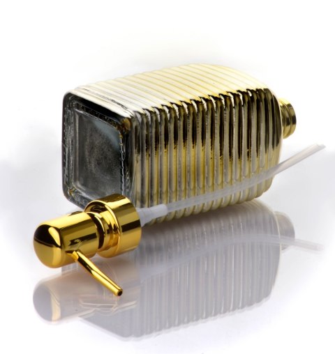 Elegancki Dozownik do Mydła TESSA – Ryflowany Podajnik 19 cm (Złoty / Srebrny)