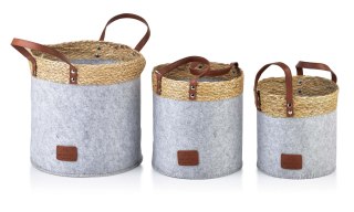 Komplet 3 Koszy Filcowych AMPARO – Stylowe Przechowywanie w Stylu Loft i Boho