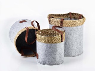 Komplet 3 Koszy Filcowych AMPARO – Stylowe Przechowywanie w Stylu Loft i Boho