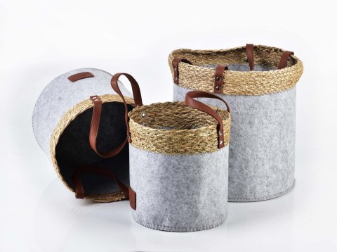 Komplet 3 Koszy Filcowych AMPARO – Stylowe Przechowywanie w Stylu Loft i Boho