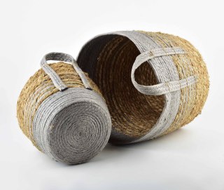 Komplet 2 Koszy z Trawy Morskiej BALI – Naturalne Osłonki w Stylu Boho i Etno