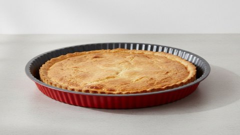 Okrągła Forma na Tartę i Quiche 30 cm – Blacha z Karbowanym Brzegiem (Czerwona)
