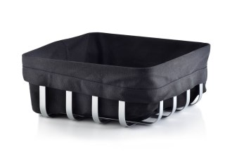 Metalowy Koszyk na Pieczywo CASSIE 22x22 cm – Srebrny z Czarnym Wkładem