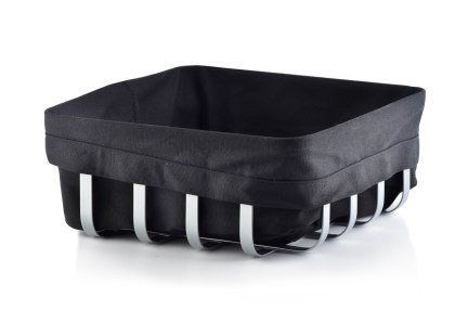 Metalowy Koszyk na Pieczywo CASSIE 22x22 cm – Srebrny z Czarnym Wkładem